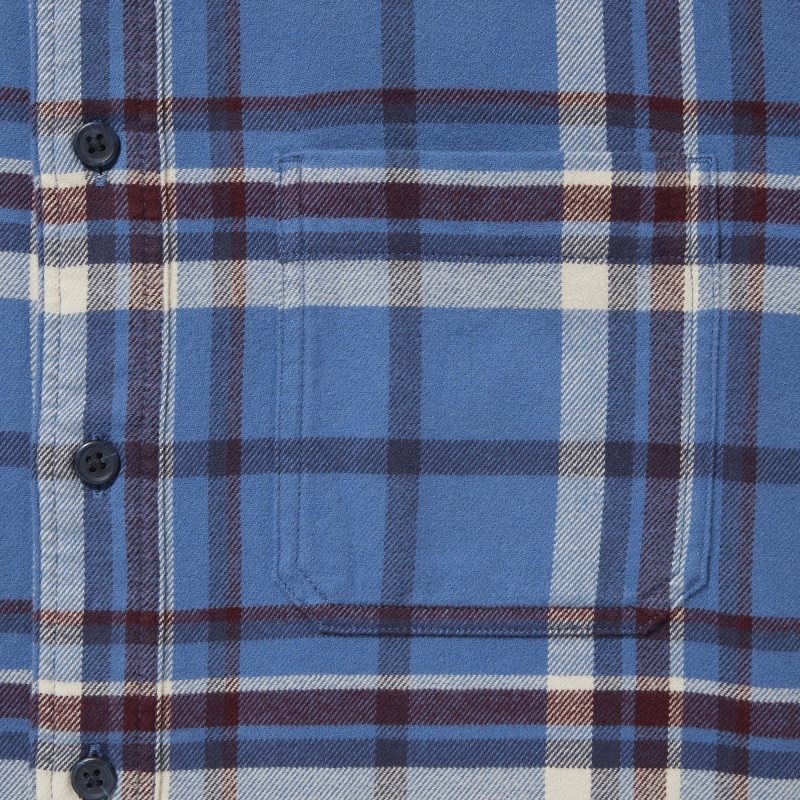 Blue Uniqlo Flannel Checked Long-sleeve Men Shirts | 4508868