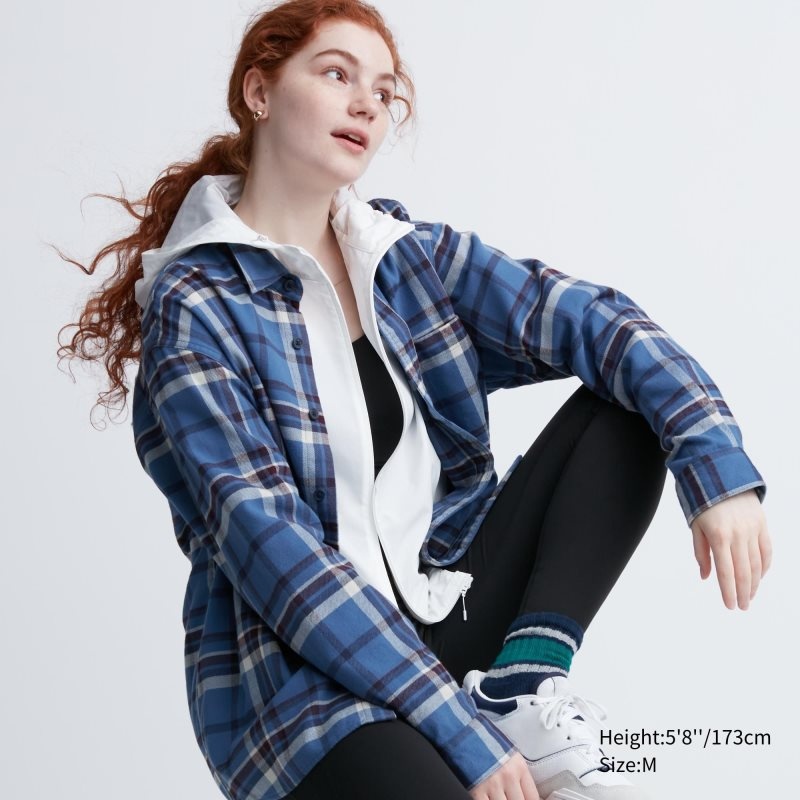 Blue Uniqlo Flannel Checked Long-sleeve Men Shirts | 4508868