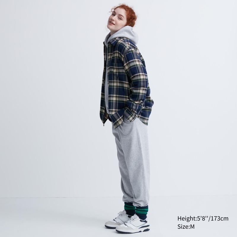 Blue Uniqlo Flannel Checked Long-sleeve Men Shirts | 6480048