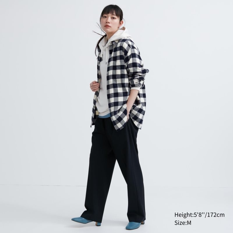 Blue Uniqlo Flannel Checked Long-sleeve Men Shirts | 6683939