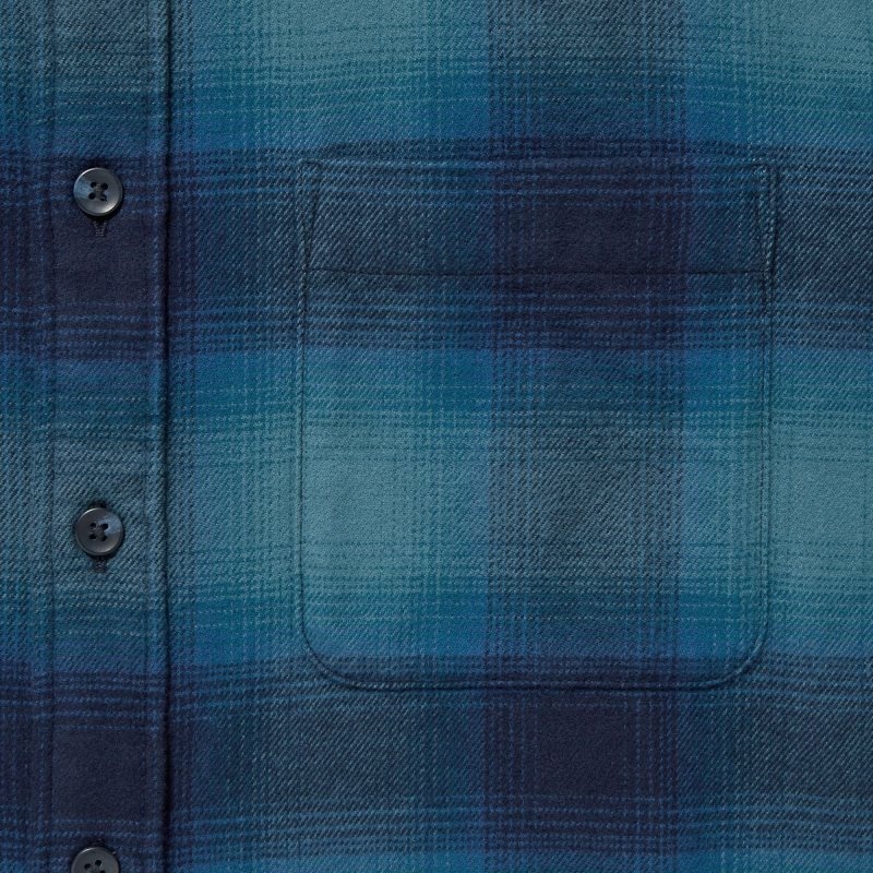 Blue Uniqlo Flannel Checked Long-sleeve Men Shirts | 578498