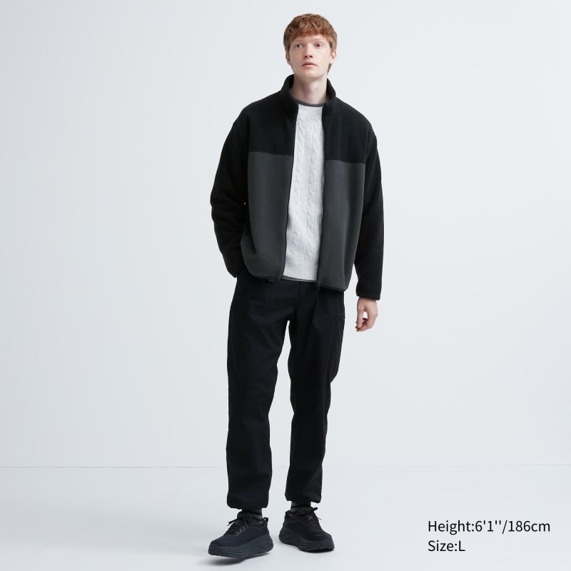 Blue Uniqlo Fleece Long Sleeve Full-zip Men Jackets | 9528243