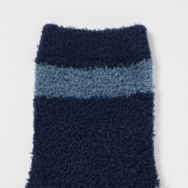 Blue Uniqlo HEATTECH Fluffy-Lined Half Men Socks | 8386225