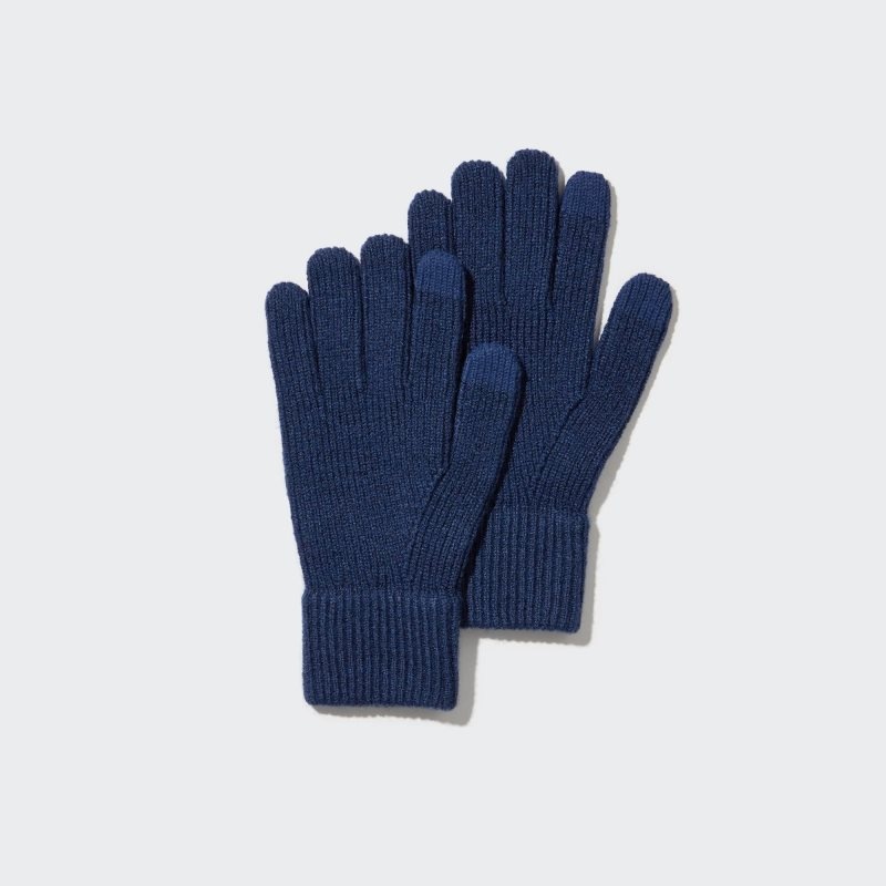 Blue Uniqlo HEATTECH Knitted Men Gloves | 5886648