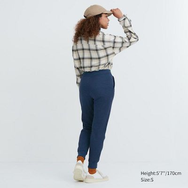 Blue Uniqlo HEATTECH Pile Lined Sweat Women Pants | 3372796