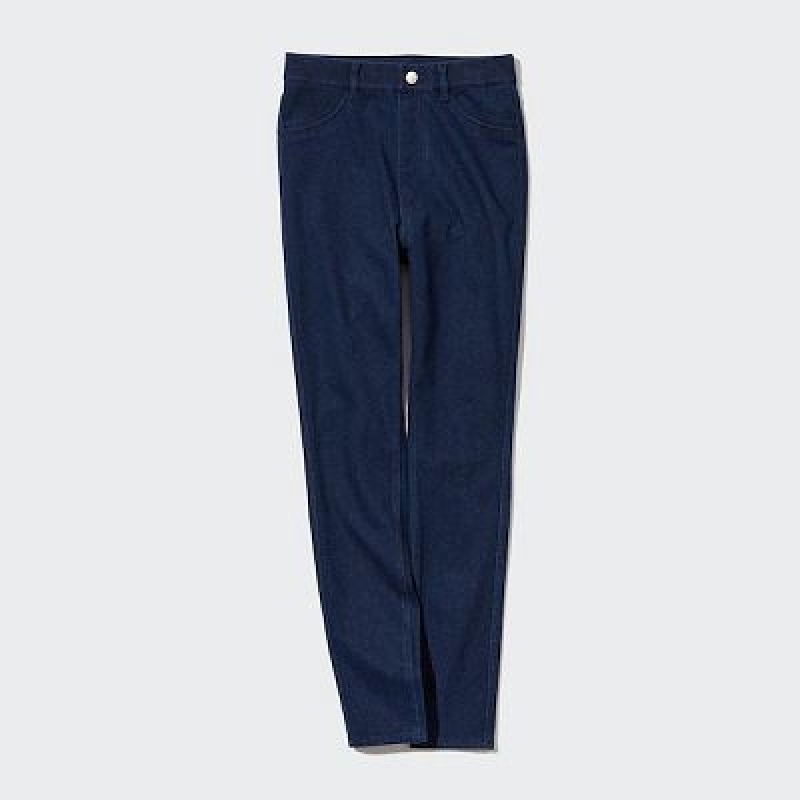 Blue Uniqlo HEATTECH Ultra Stretch High-Rise Denim Women Pants | 5599351