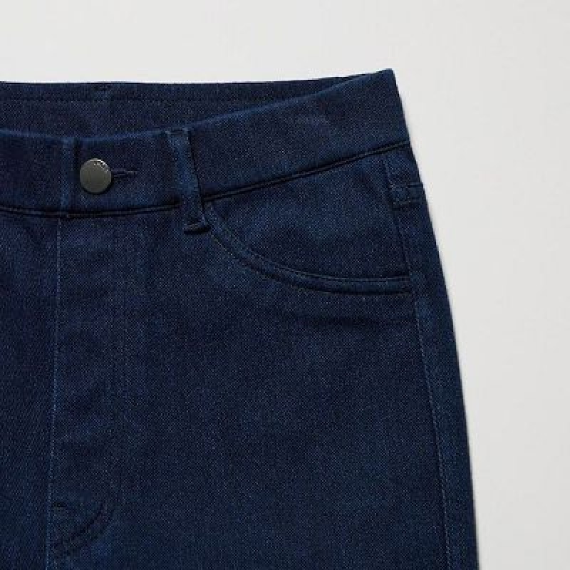 Blue Uniqlo HEATTECH Ultra Stretch High-Rise Denim Women Pants | 5599351