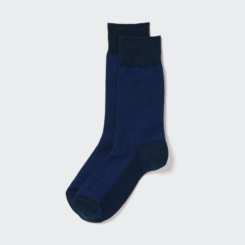 Blue Uniqlo Herringbone Men Socks | 2222245