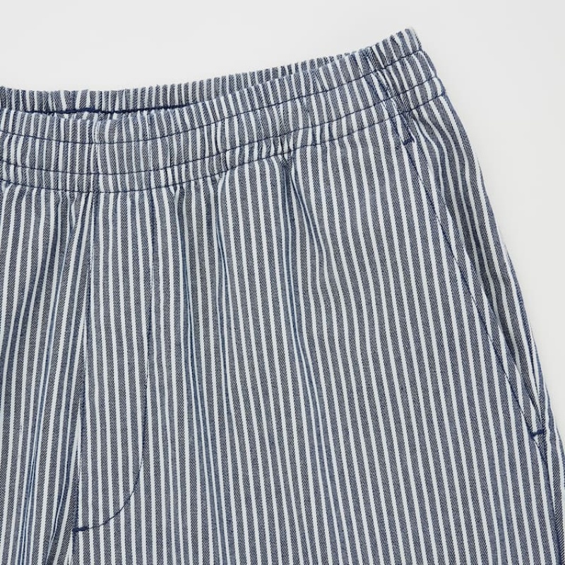 Blue Uniqlo Hickory Easy Relaxed Ankle Length Men Pants | 6278419
