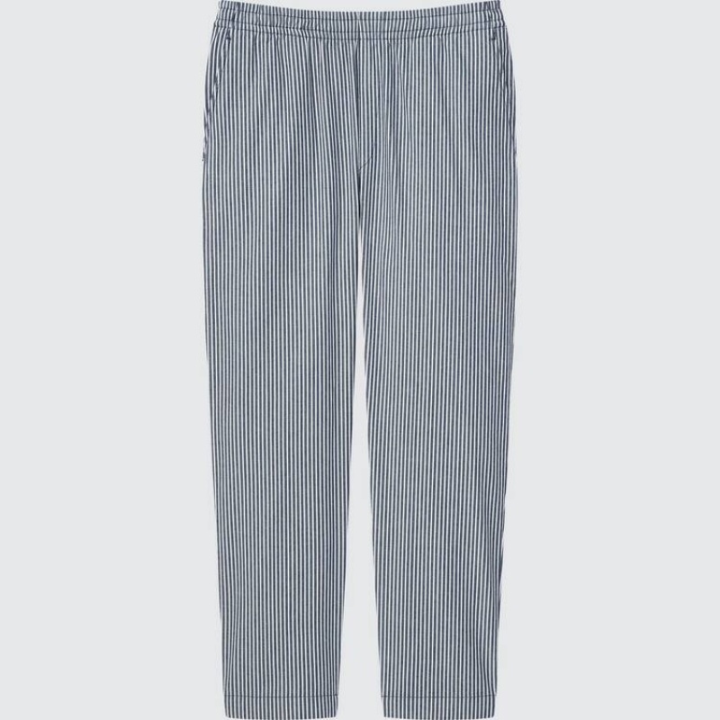 Blue Uniqlo Hickory Easy Relaxed Ankle Length Men Pants | 6278419
