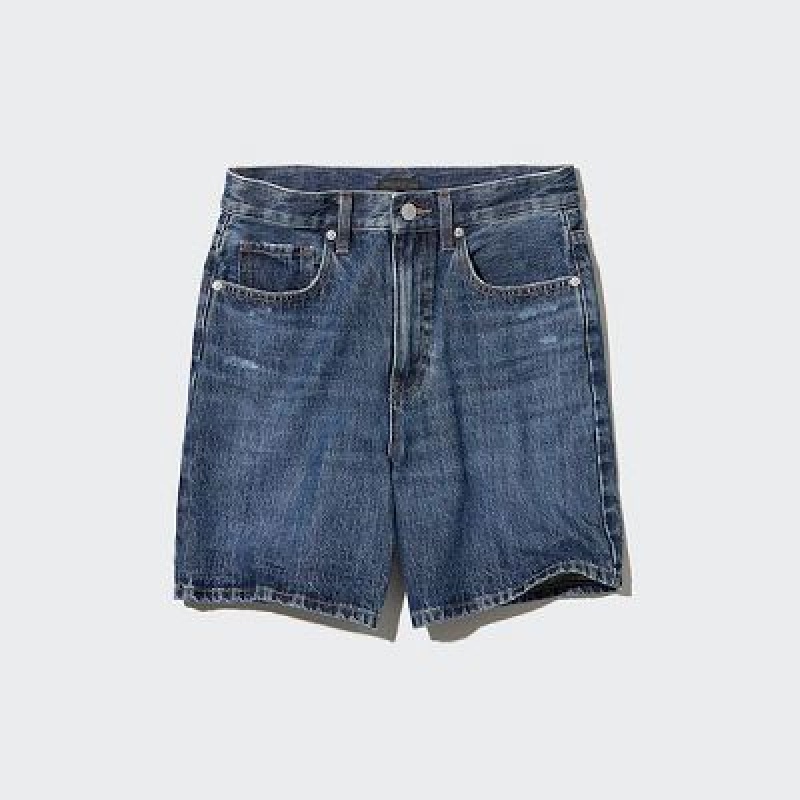 Blue Uniqlo High-Rise Denim Women Shorts | 1927283