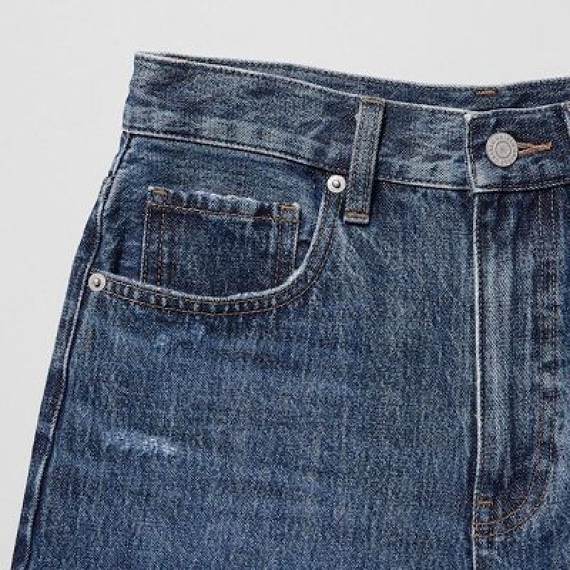 Blue Uniqlo High-Rise Denim Women Shorts | 1927283