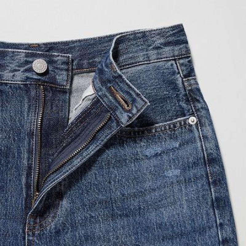 Blue Uniqlo High-Rise Denim Women Shorts | 1927283