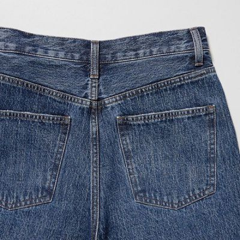 Blue Uniqlo High-Rise Denim Women Shorts | 1927283