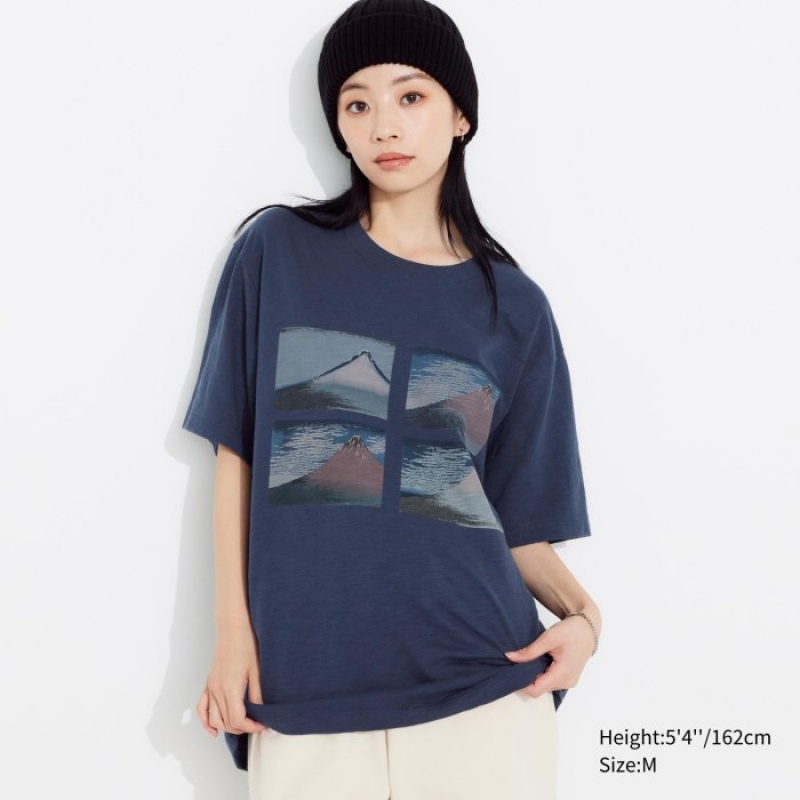 Blue Uniqlo Hokusai UT Short Sleeve Women T Shirts | 9143594