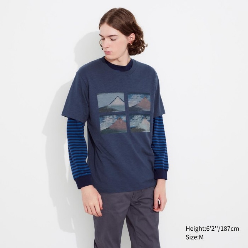 Blue Uniqlo Hokusai UT Short Sleeve Women T Shirts | 9143594