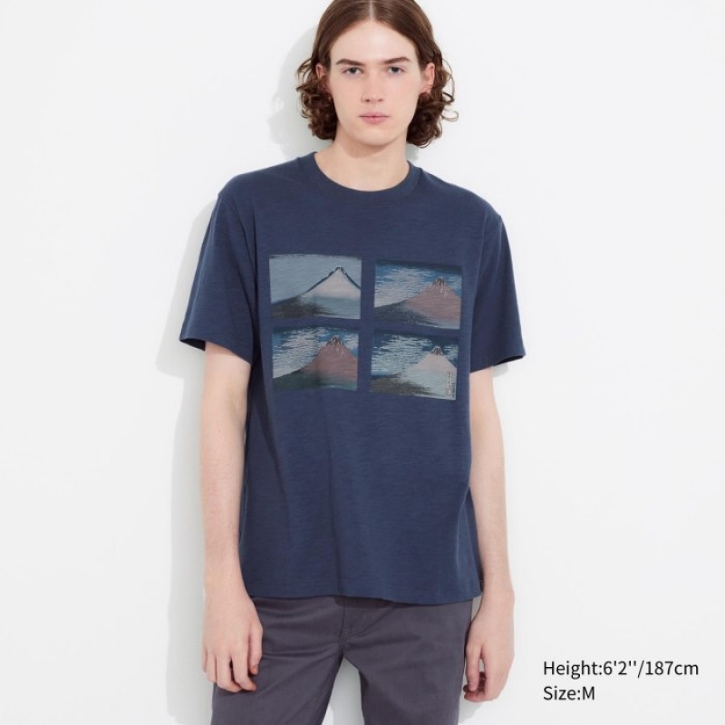 Blue Uniqlo Hokusai UT Short Sleeve Women T Shirts | 9143594