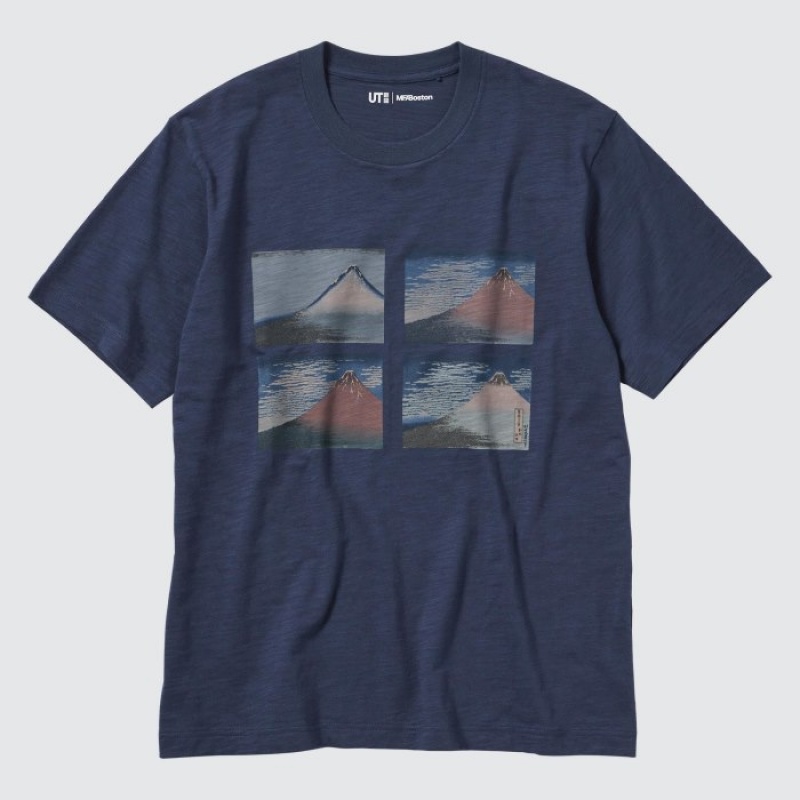 Blue Uniqlo Hokusai UT Short Sleeve Women T Shirts | 9143594