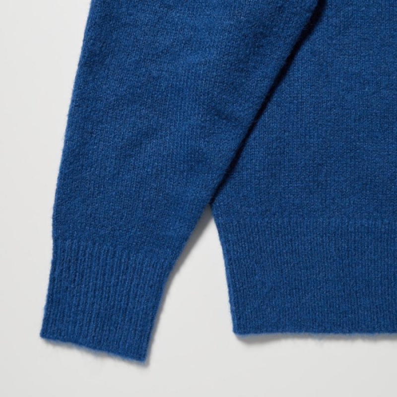 Blue Uniqlo Jacquard Crew Neck Long-Sleeve Women Sweaters | 6532986