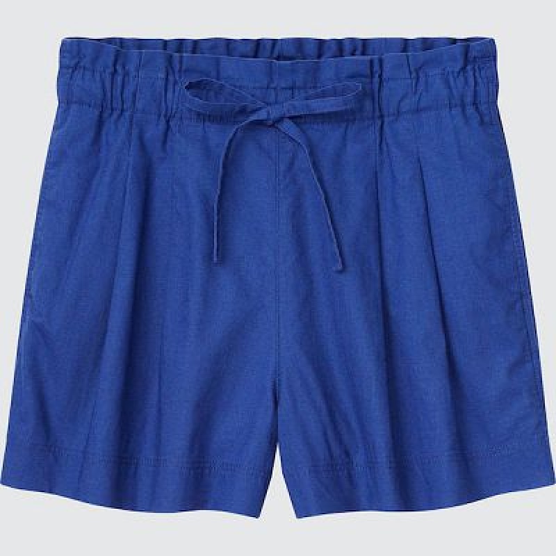 Blue Uniqlo Linen-Cotton Women Shorts | 1960561