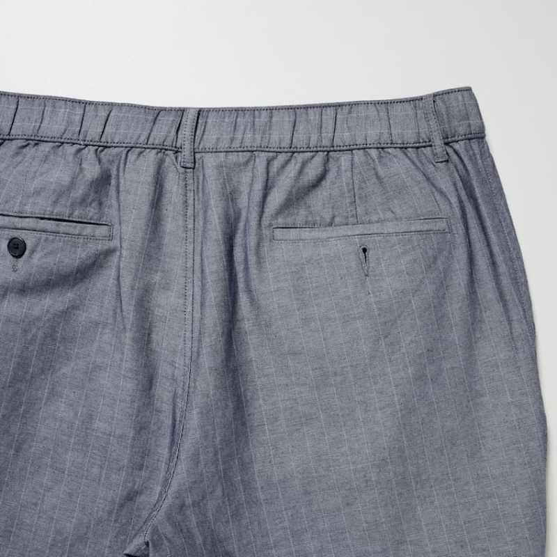 Blue Uniqlo Linen Blend Striped Relaxed Fit Men Pants | 5732392