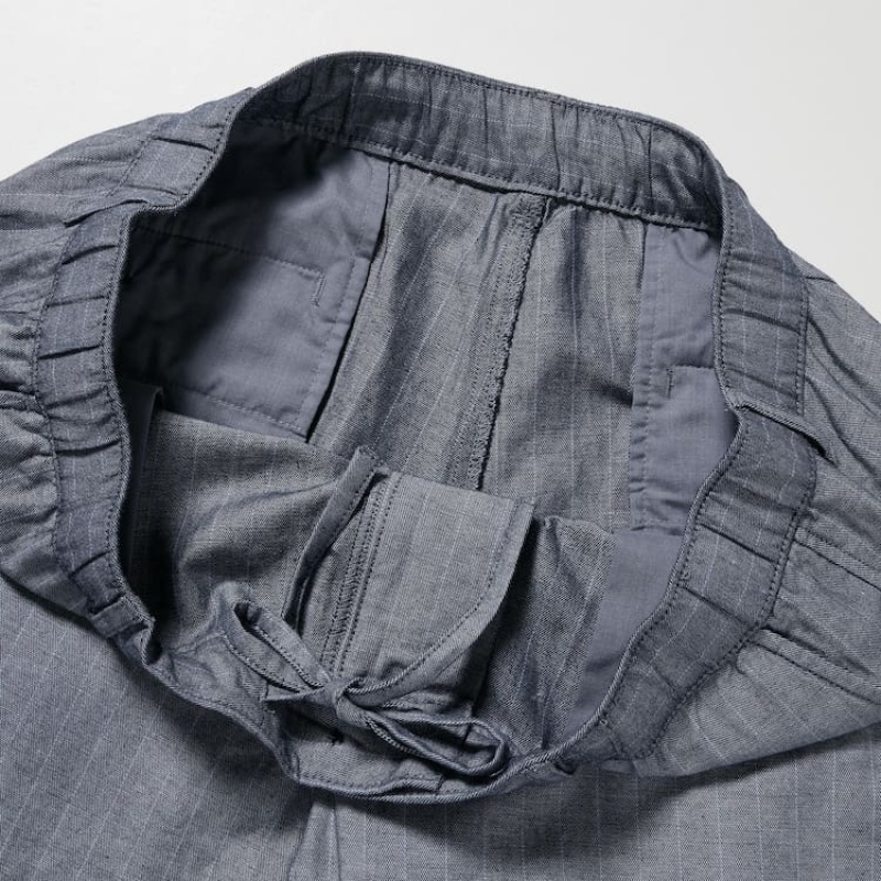 Blue Uniqlo Linen Blend Striped Relaxed Fit Men Pants | 5732392