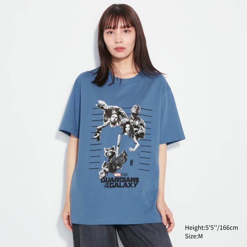 Blue Uniqlo Marvel Art Collection By Mondo Ut Short Sleeve Graphic Men T Shirts | 7154583