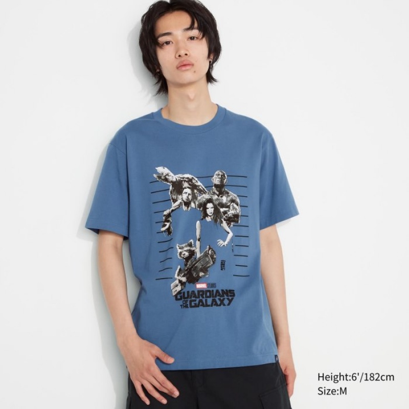 Blue Uniqlo Marvel Art Collection by Mondo UT Short-Sleeve Women T Shirts | 3539089