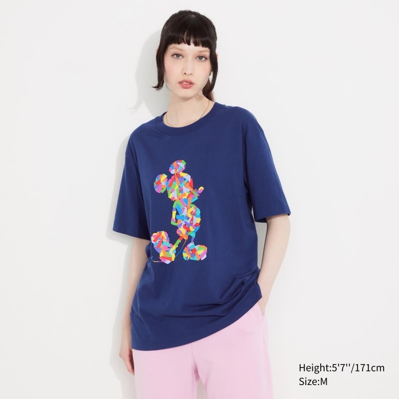 Blue Uniqlo Mickey Stands Ut Short-sleeve Graphic Men T Shirts | 3520180