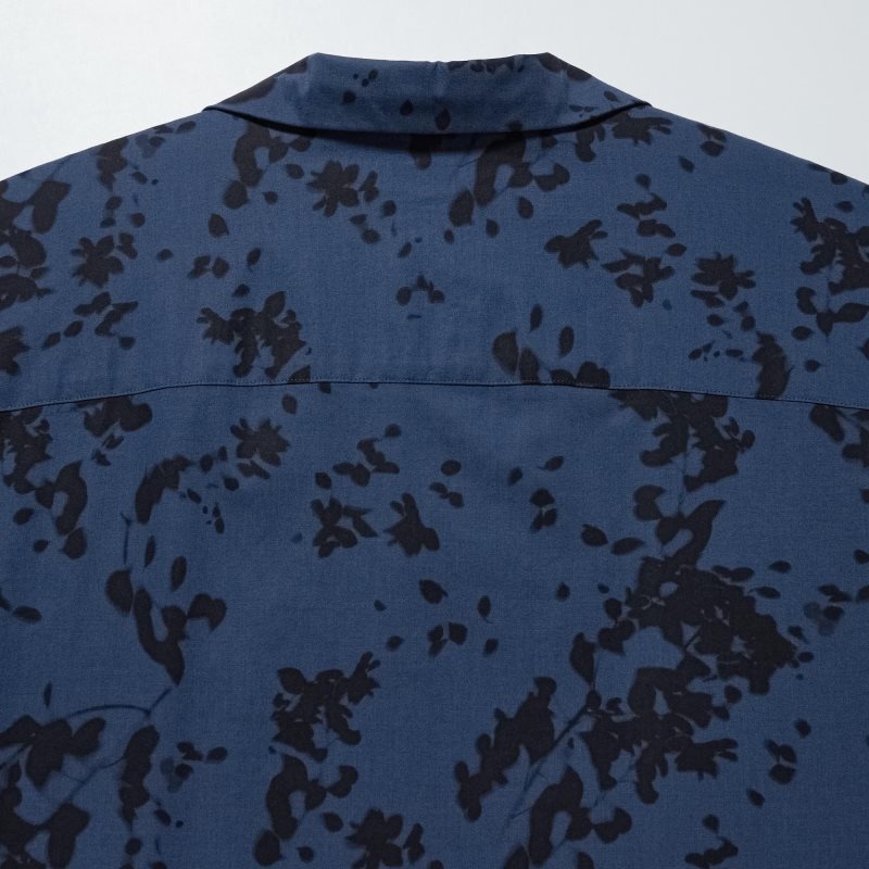 Blue Uniqlo Open Collar Short-sleeve Men Shirts | 9117083