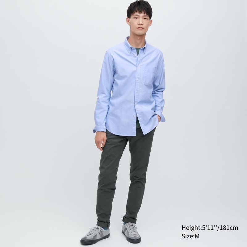 Blue Uniqlo Oxford Slim-fit Long-sleeve Men Shirts | 6761664