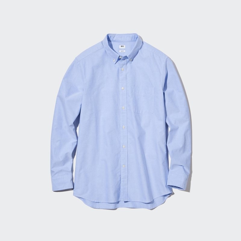 Blue Uniqlo Oxford Slim-fit Long-sleeve Men Shirts | 8174762