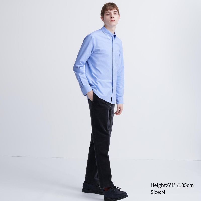 Blue Uniqlo Oxford Slim-fit Long-sleeve Men Shirts | 1582835