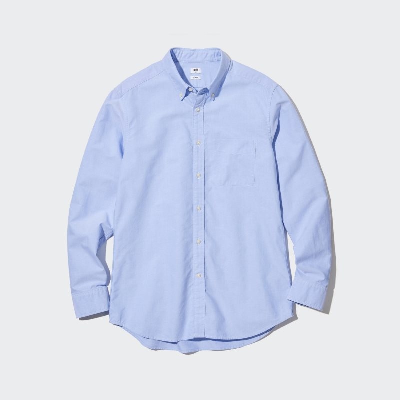 Blue Uniqlo Oxford Slim-fit Long-sleeve Men Shirts | 3887645