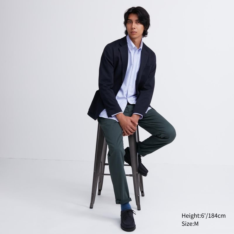 Blue Uniqlo Oxford Striped Slim Fit Long-sleeve Men Shirts | 5192175