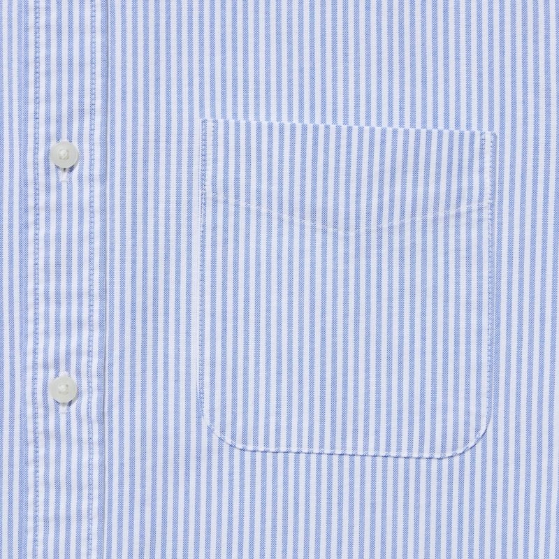 Blue Uniqlo Oxford Striped Slim Fit Long-sleeve Men Shirts | 5192175