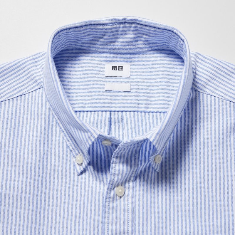Blue Uniqlo Oxford Striped Slim-fit Long-sleeve Men Shirts | 8082188