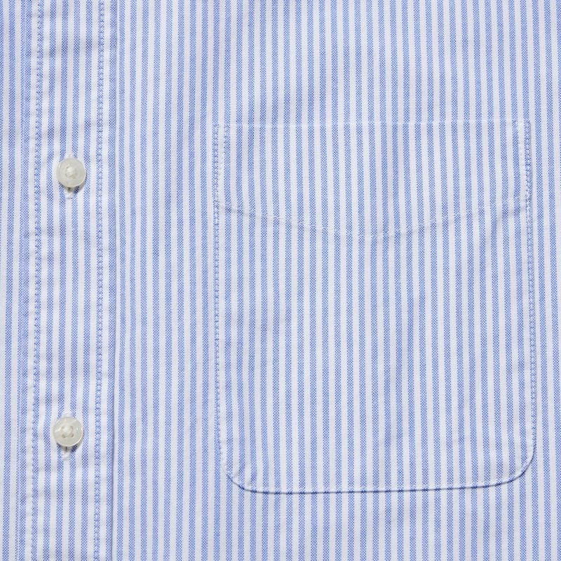 Blue Uniqlo Oxford Striped Slim-fit Long-sleeve Men Shirts | 8082188