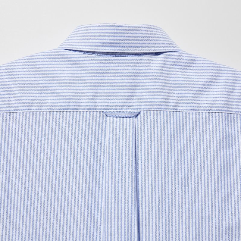 Blue Uniqlo Oxford Striped Slim-fit Long-sleeve Men Shirts | 8082188