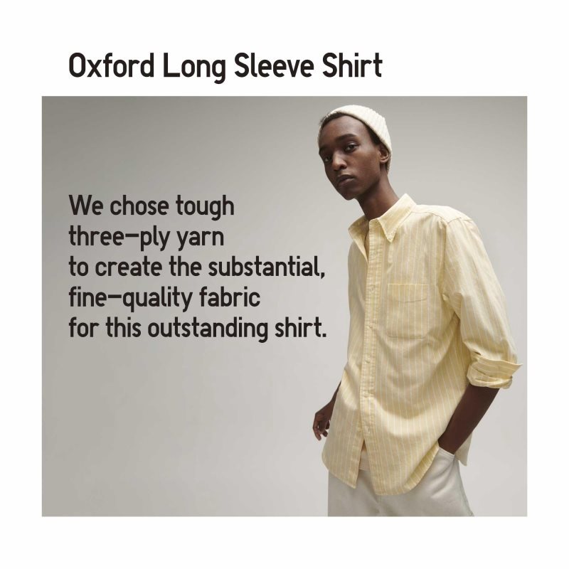 Blue Uniqlo Oxford Striped Slim-fit Long-sleeve Men Shirts | 8082188