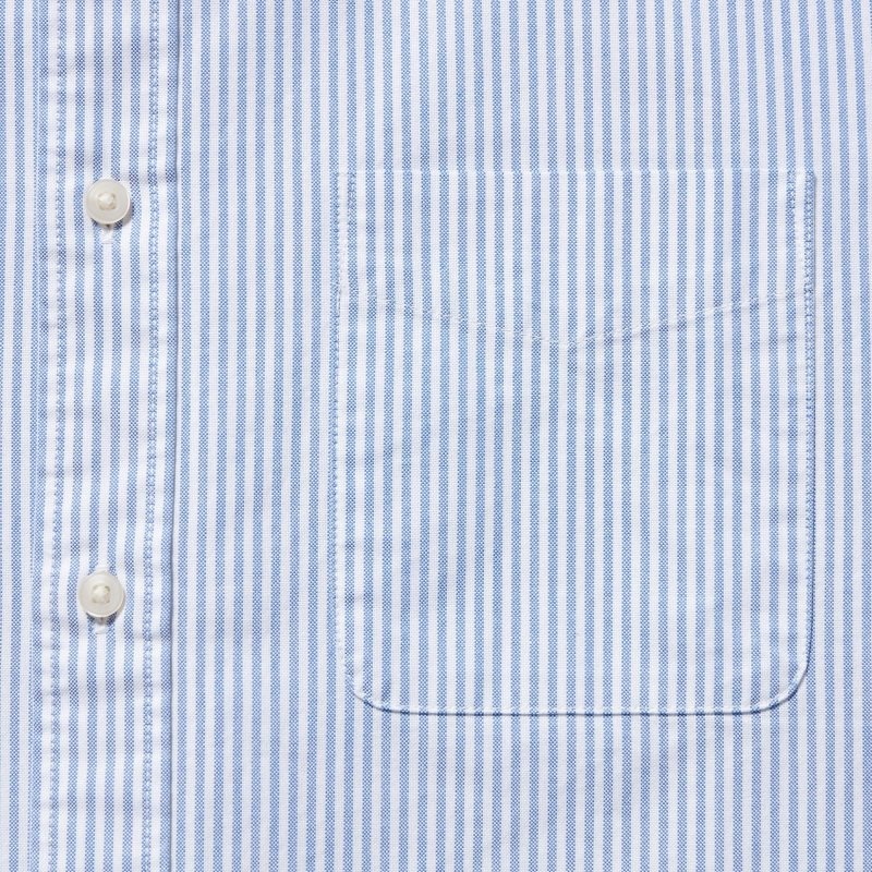 Blue Uniqlo Oxford Striped Slim-fit Long-sleeve Men Shirts | 6976012