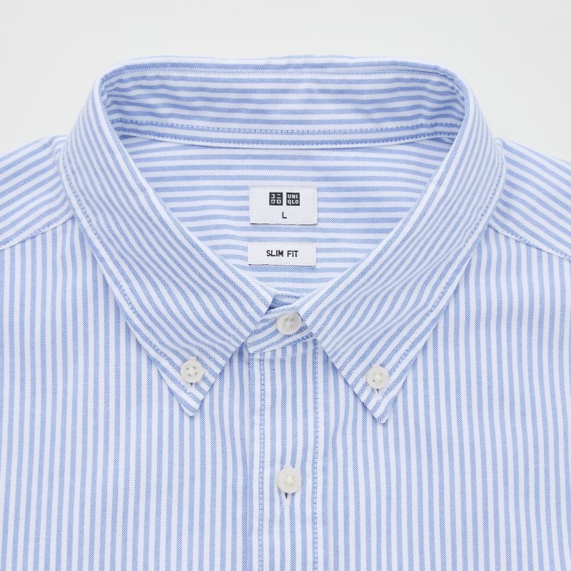 Blue Uniqlo Oxford Striped Slim-fit Long-sleeve Men Shirts | 9905881