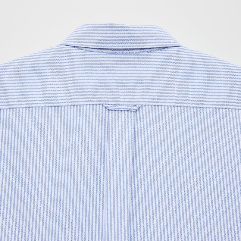 Blue Uniqlo Oxford Striped Slim-fit Long-sleeve Men Shirts | 9905881