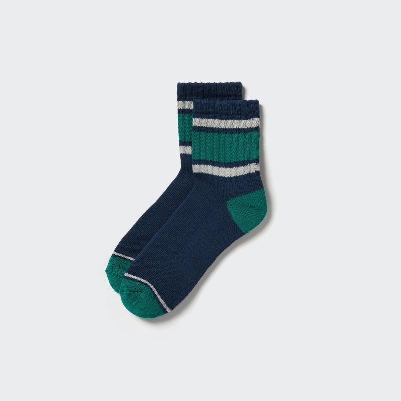 Blue Uniqlo Pattern Lined Half Men Socks | 4835675