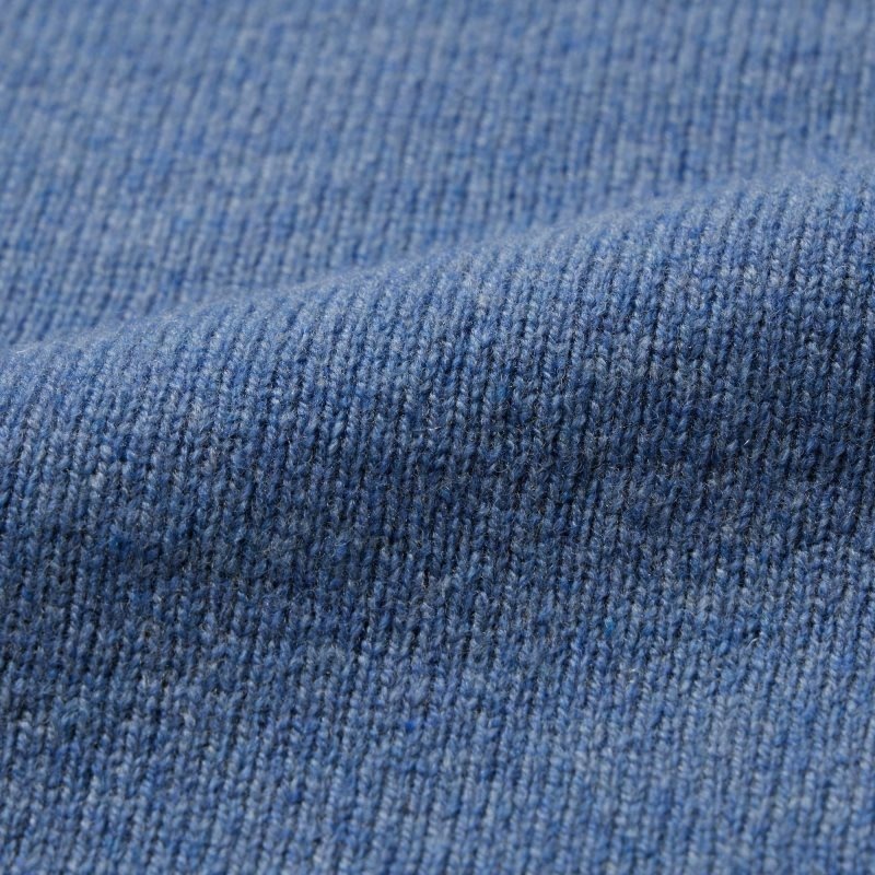 Blue Uniqlo Premium Lambswool Crew Neck Long Sleeve Men Sweaters | 9627613