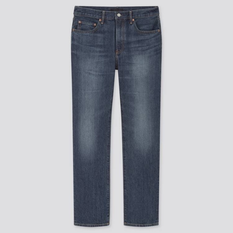 Blue Uniqlo Regular Fit Straight Leg Men Jeans | 5969742