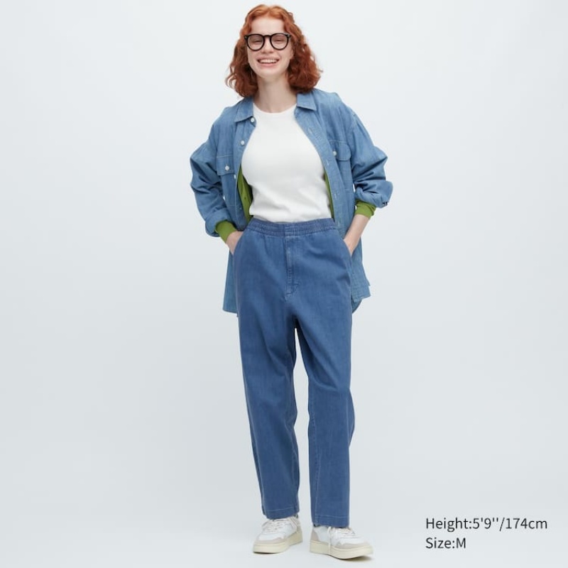 Blue Uniqlo Relaxed Fit Ankle Length Men Pants | 9597496