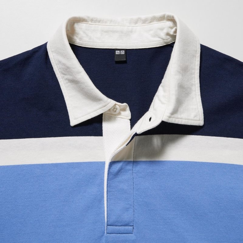 Blue Uniqlo Rugger Striped Short-sleeve Men Polo Shirts | 5990629