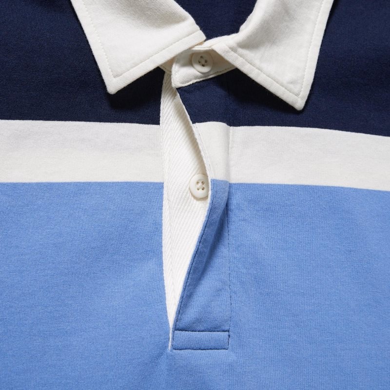 Blue Uniqlo Rugger Striped Short-sleeve Men Polo Shirts | 5990629