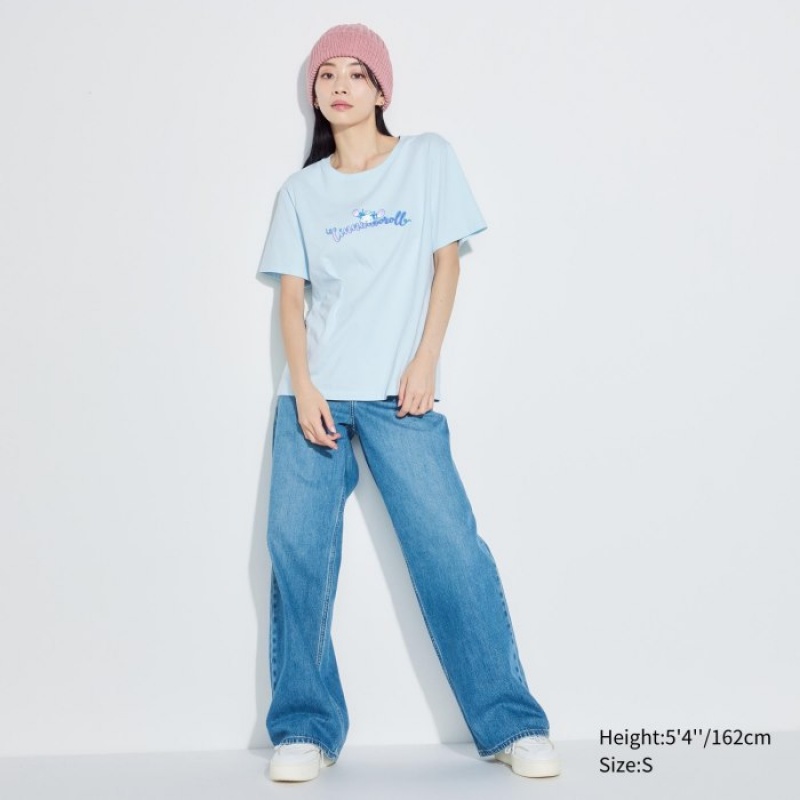 Blue Uniqlo Sanrio characters UT Short-Sleeve Women T Shirts | 4783586